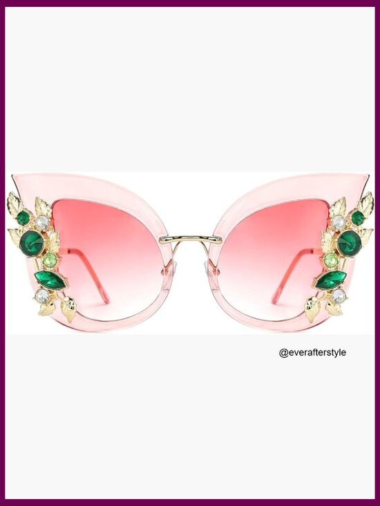 Metal Frame Oversized Butterfly Sunglasses with Rhinestones main image 5
